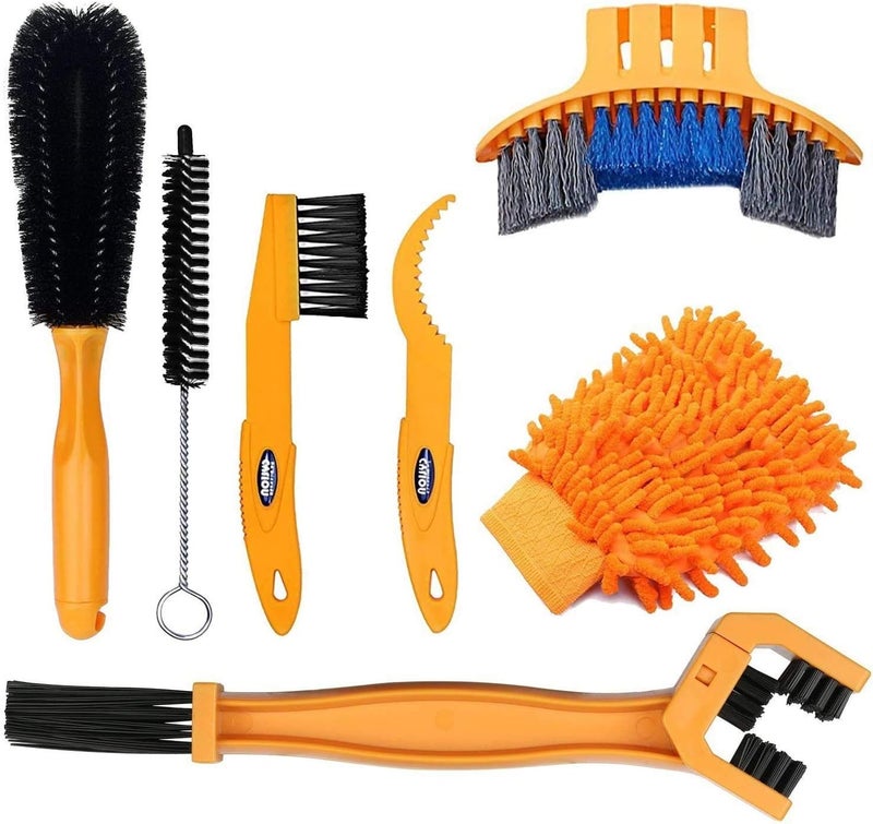 SINGARE 7pcs Bicycle Bike Cleaning Tools Set, Bike Clean Brush Kit Suitable for Mountain, Road, City, Hybrid, BMX and Folding Bike - Image 1
